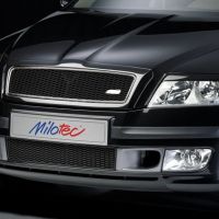 Milotec mřížka nárazníku s bočním sáním - ABS stříbrný matný, mřížka - černá, Škoda Octavia II 