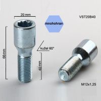 Šroub M12x1,25x40 kužel s vnitřním mnohohranem, průměr hlavy 20mm, výška 66  