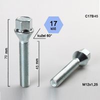 Šroub M12x1,25x45 kužel, klíč 17; výška 70mm  
